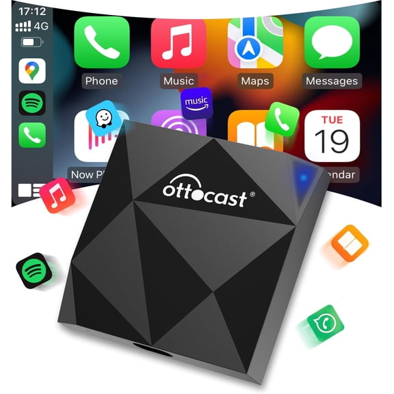 OTTOCAST U2 Air Wireless CarPlay Adapter for iPhone, Plug & Play, Fast Auto-Connect, USB and USB-C, Compact Design