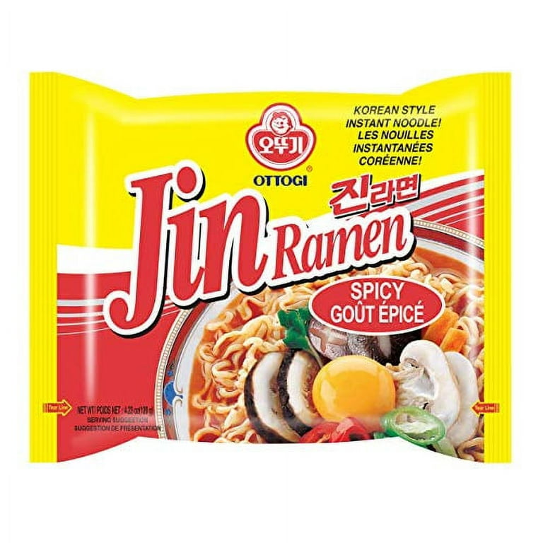 OTTOGI] Jin Ramen, Spicy Flavor - Korean Instant Ramen Noodle, Best Tasting  Soup Traditional Instant Ramen (120g) - 4 Pack 