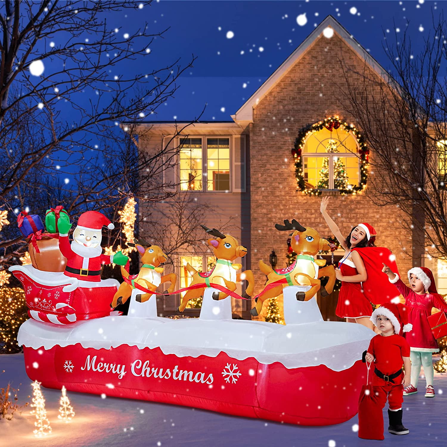 OTTOLIVES 10 FT Christmas Inflatables Outdoor Decorations Santa Claus