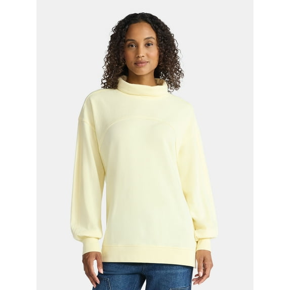 Time and Tru Women's Ottoman Ribbed Pullover Top with Long Sleeves, Size XS-XXXL