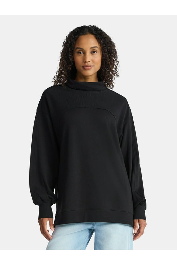 Women's Ottoman Ribbed Pullover Top with Long Sleeves, Size XS-XXXL
