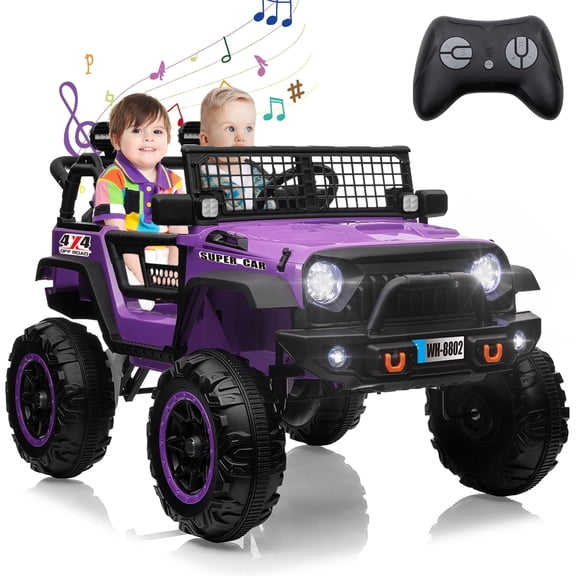 OTTORD 12V Battery 4 Wheel Car,Kids Ride on Electric Car with Remote Control and Music for Boys Girls