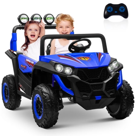 OTTORD 24V 4x4 Ride On Car UTV 4 Wheeler 2.4GHz Remote Control Music Panel ldeal Gift for Boys Girls Kids 2 Seats-Blue