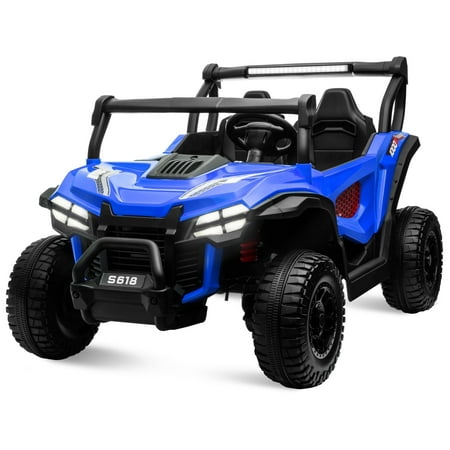 OTTORD 24V Ride on Cars 2 Seater, Electric Cars Vehicles for Adults and Kids, 4WD Ride on UTV Truck w/Remote Control, 25" Spacious Seat, 2 Safety Belts, Bright Light, Music Player,BluetoothBlue