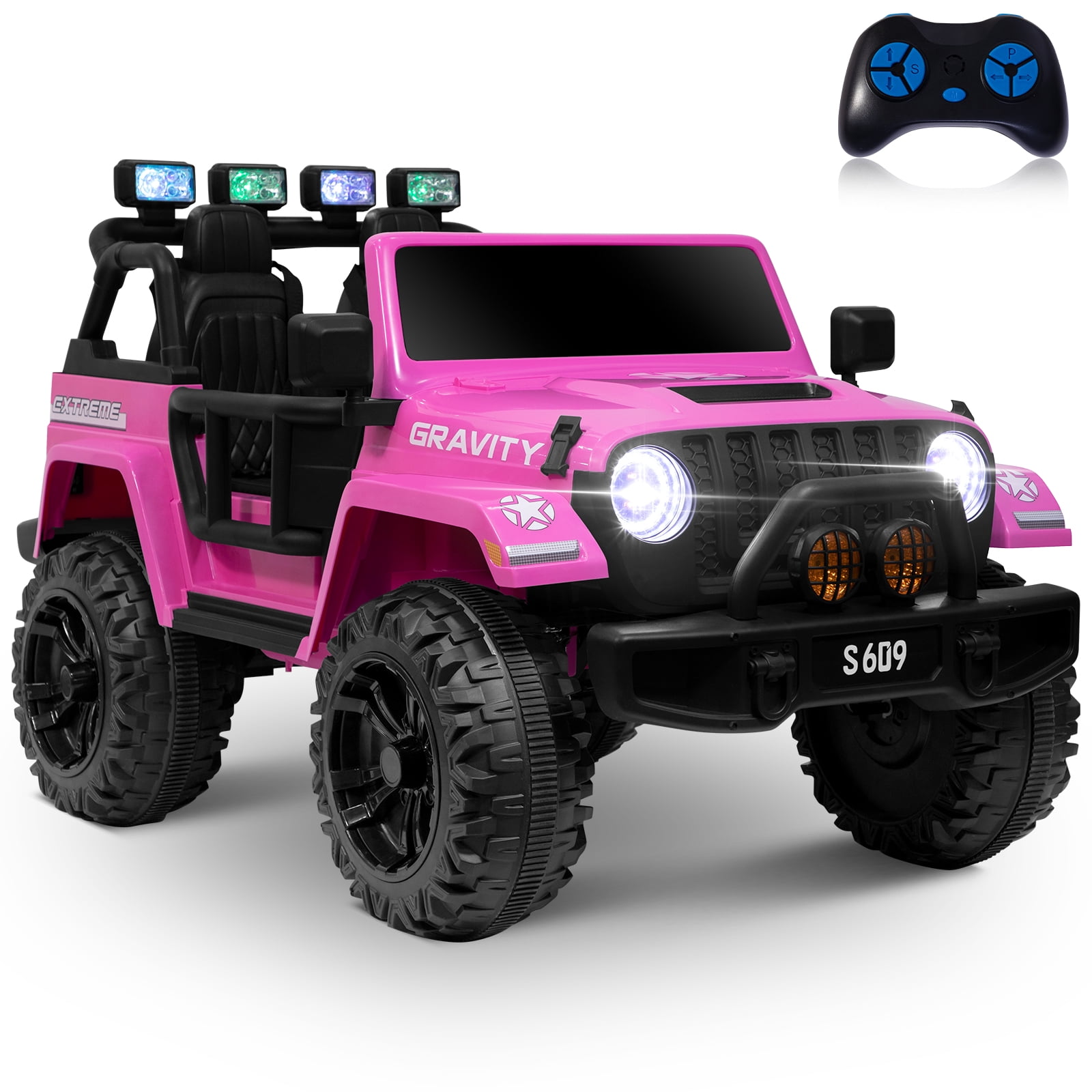 12v 2 Seater Kid’s Ride On Car, Kids' Battery Powered Electric Car W/parents Remote Control, Ride On Truck Toys W/3-point Safety Belt, 3 Speeds, Large Capacity Trunk, Spring Suspension, Multi Functions Dashboard