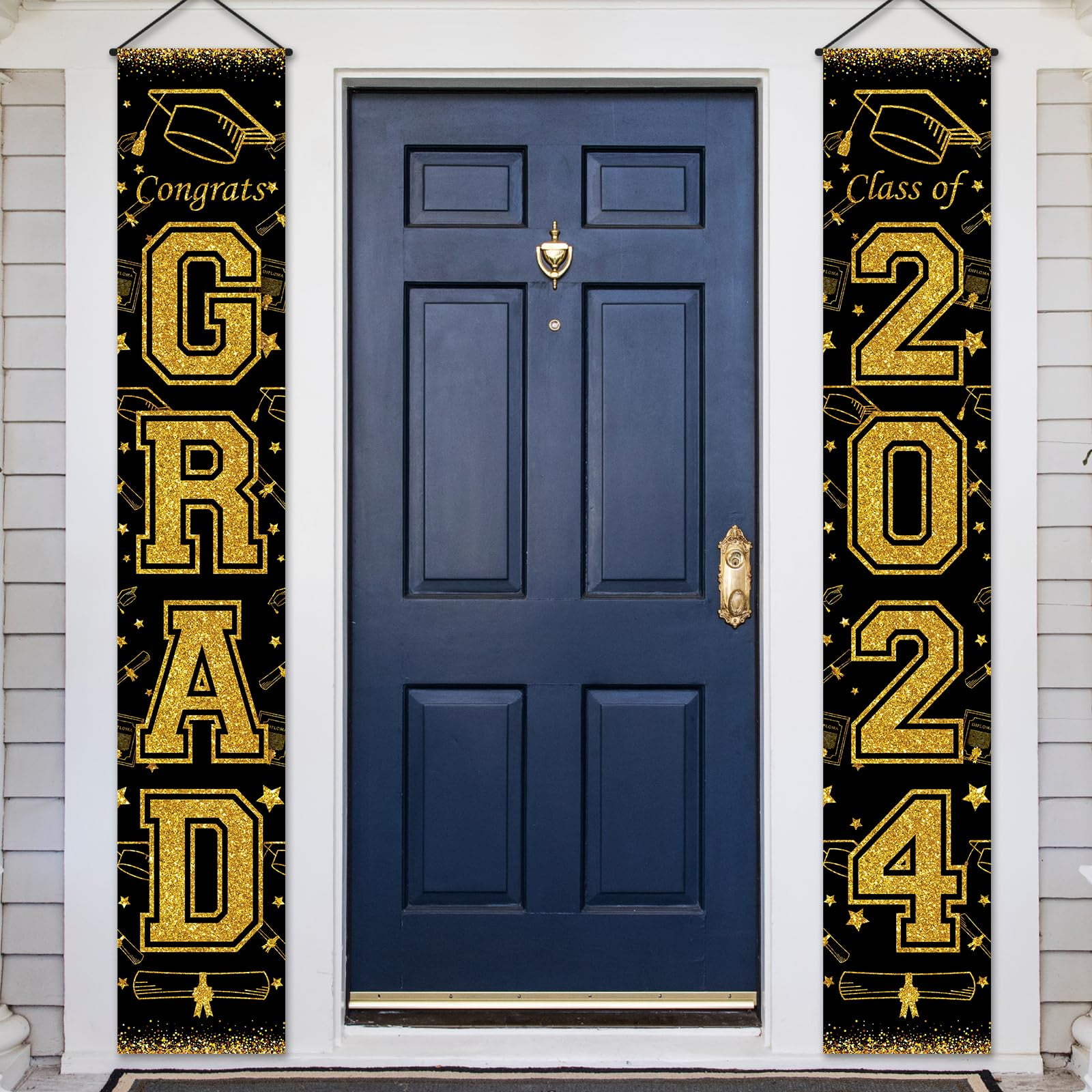 OTTPOOM Class of 2024 MMF7 Graduation Party Decorations Black and Gold ...