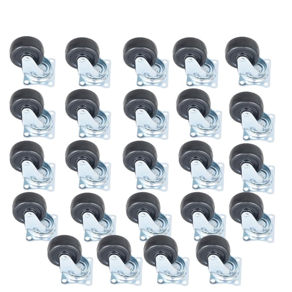 OTTULUR 24 Pack 2" Swivel Caster Wheels Rubber Base with Top Plate and Bearing Heavy Duty Fit for Tea Tables, Plant Racks, Warehouses and Industrial Areas
