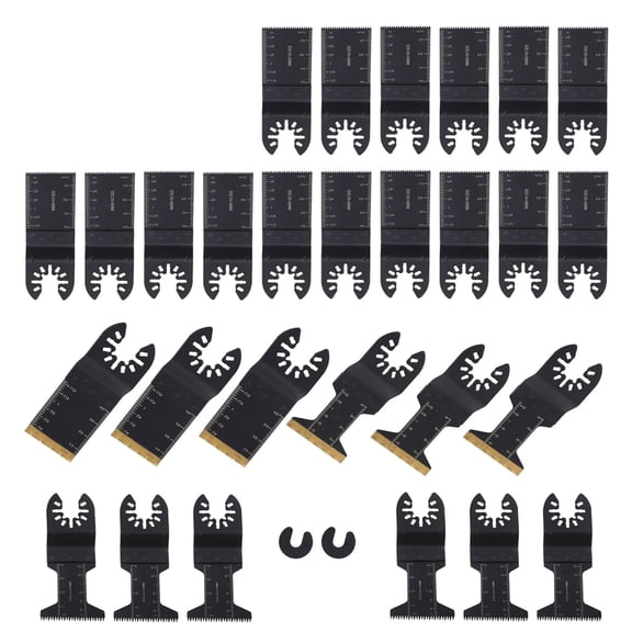 OTTULUR 28-Piece Oscillating Multi-Tool Blade Set with 5 Types and 2 Adapters High Carbon Steel, Bi-Metal, Titanium Universal Fit for Oscillating Tools
