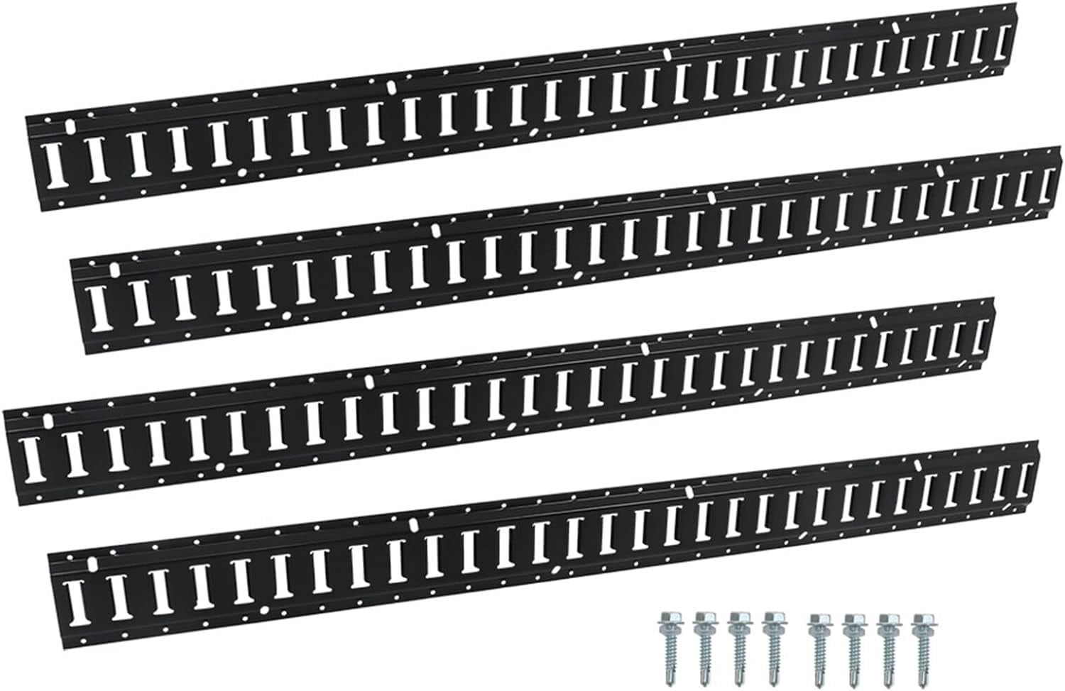 E-Track Rails (2 Pack, 4 Feet Each) - Powder-Coated Steel Cargo Tie Down For Trailers, Trucks, Vans