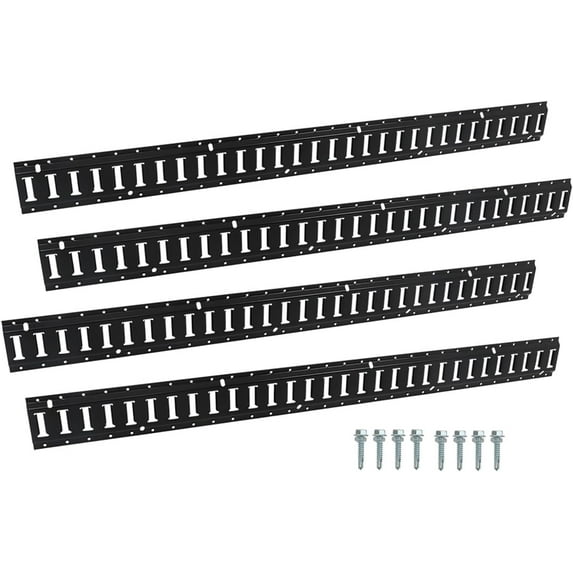 OTTULUR 4 PCS Powder Coated Black E Track Tie Down Rail Kit 5 Foot for Garages Vans Trailers Motorcycle Tie Downs Heavy Loads Up to 2000 lbs