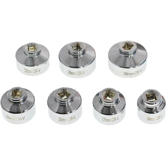 OTTULUR 7 Pcs 3/8-Inch Oil Filter Cap Wrench Socket Set Tool Kit 24mm 27mm 29mm 30mm 32mm 36mm 38mm Replacement for Mercedes Benz VW and BMW Paper Cartridge Housing (Black)