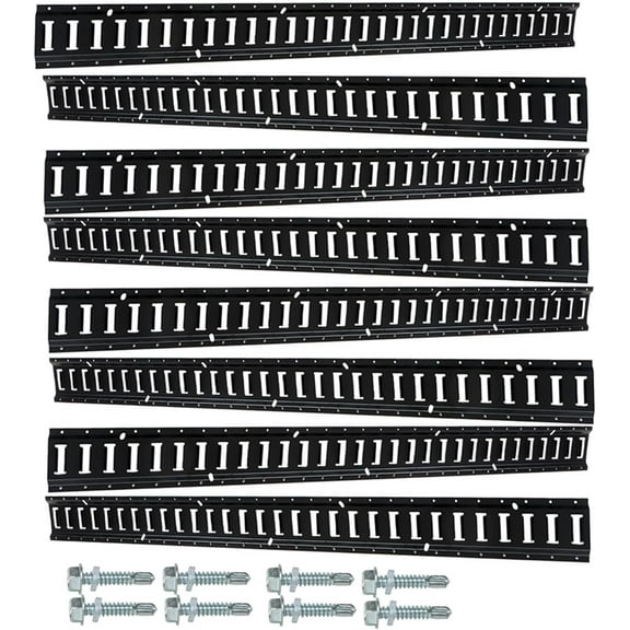 OTTULUR 8 PCS Powder Coat Black E Track Tie Down Rail Kit 5 Foot for Garages Vans Trailers Motorcycle Tie Downs Heavy Loads Up to 2000 lbs