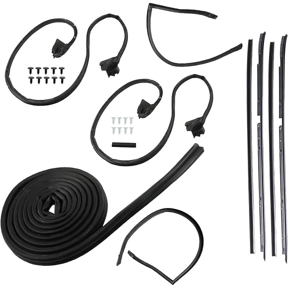 OTTULUR 9PCS Black Weatherstripping Seal Kit with Narrow Chrome Replacement for 1981-1988 Regal Cutlass