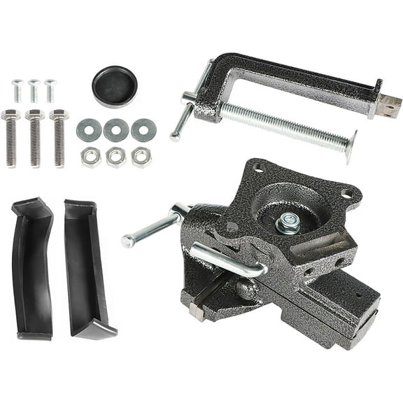 OTTULUR Bench Vise 3.3 Inch Universal Bench Clamp Heavy Duty Cast Steel Table Vise with Swivel Base for Woodworking Drilling Metalworking