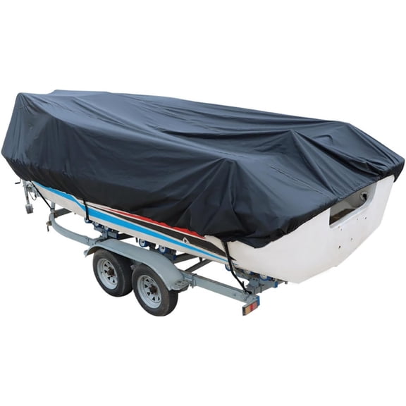 OTTULUR Black 17-19ft Boat Cover, Heavy Duty Boat Cover, Trailerable Boat Cover, Replacement for V-Hull,Tri-Hull