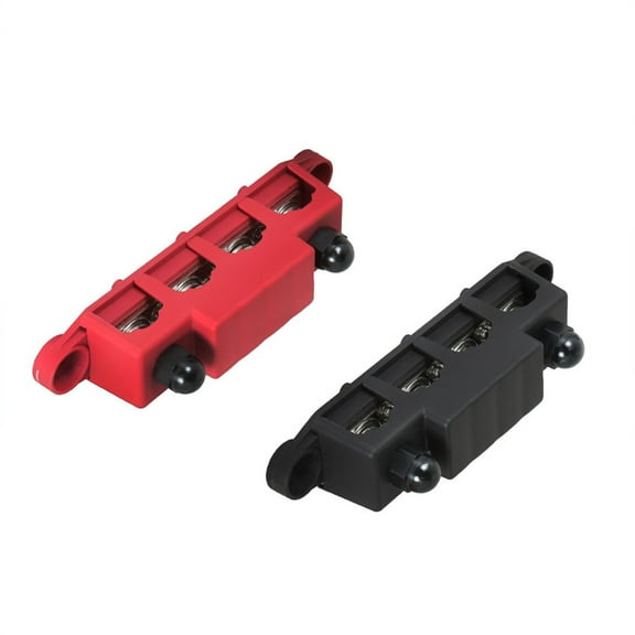 OTTULUR Busbar Bus Bar Power Distribution Block with Cover 12V 250A 4 Posts 3/8 Red Black Pair