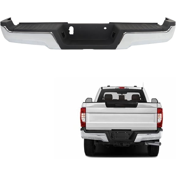 OTTULUR Chrome Rear Step Bumper Replacement for 2017-2022 F-250 F-350 Super Duty without Parking Aid Sensor Holes FO1103197