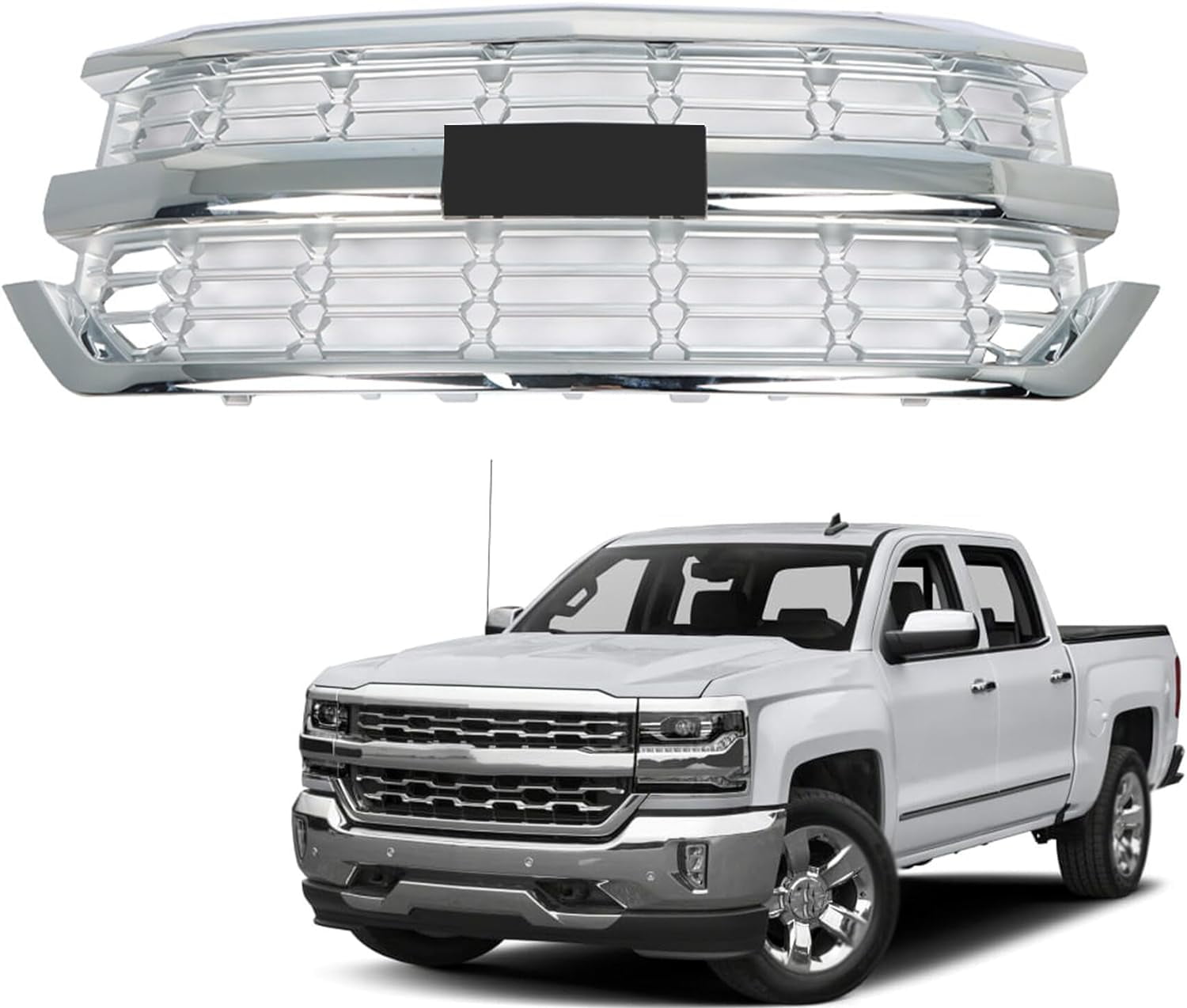 OTTULUR Front Bumper Upper Grille Chrome Grill Replacement for 2016