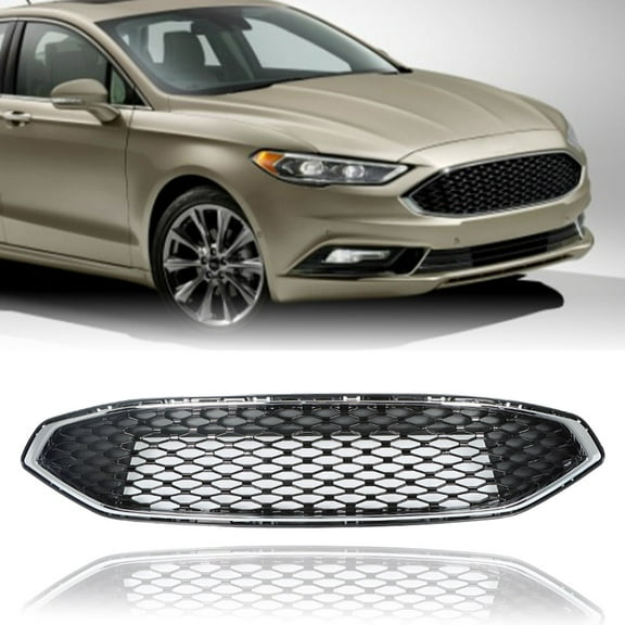 OTTULUR Front Bumper Upper Grille For Ford Fusion 2017 2018 Black Mesh Grill HS7Z 8200 A