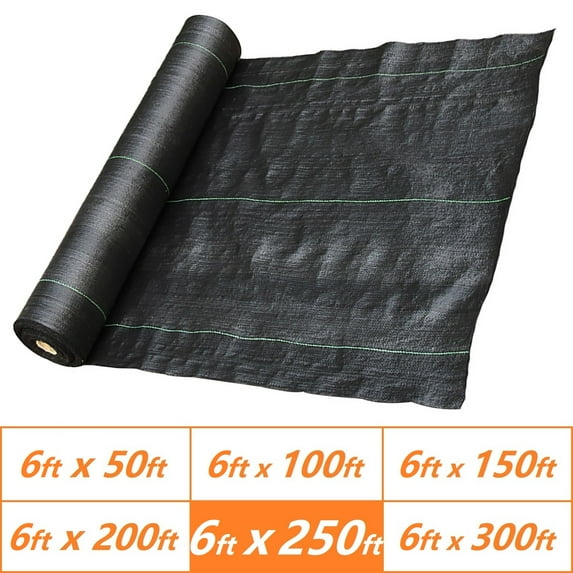 OTTULUR Garden Weed Barrier, Polyethylene (PE) Landscape Fabric, 6ft x 250ft