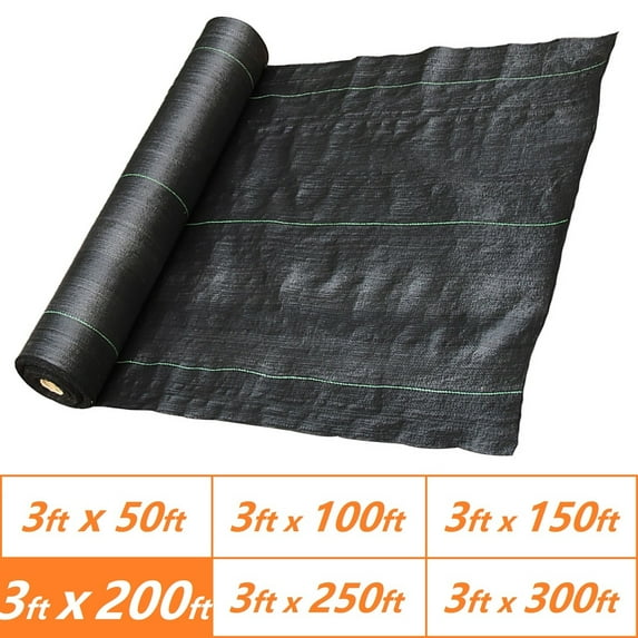 OTTULUR Garden Weed Barrier, Polypropylene (PP) Landscape Fabric, 3ft x 200ft
