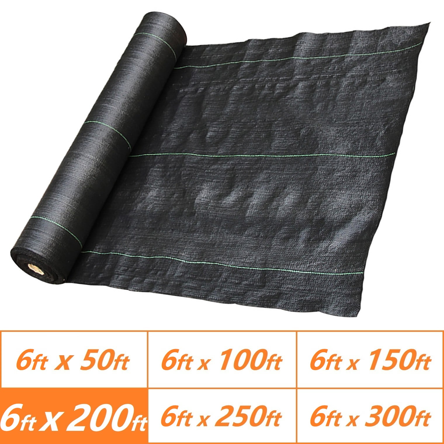 OTTULUR Garden Weed Barrier, Polyethylene (PE) Landscape Fabric, 6ft x 200ft