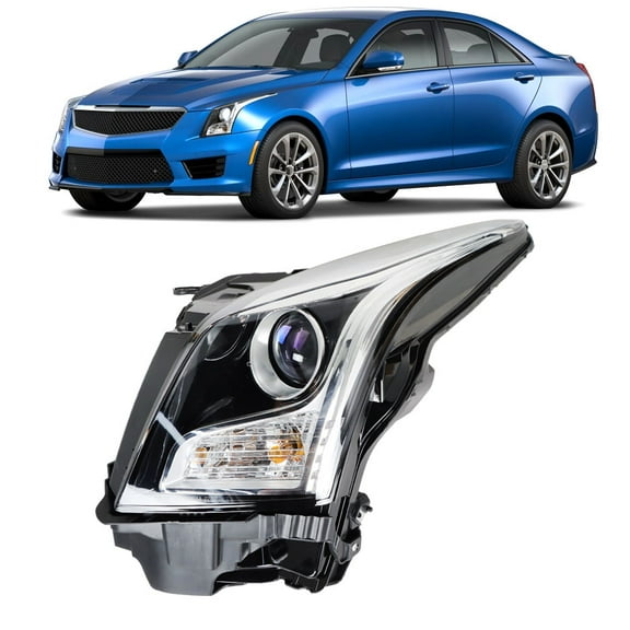 OTTULUR Headlight Assembly Replacement for 2013-2018 Cadillac ATS Driver Side Halogen Chrome Left Headlamp LH