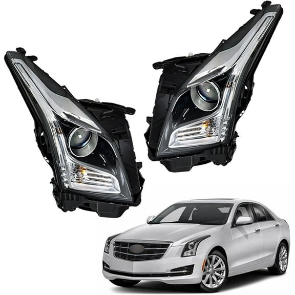 OTTULUR Headlight Headlamp Assembly Halogen Driver Side Left LH Passenger Side Right RH Replacement for ATS 2013 2014 2015 2016 2017 2018 Replacement for GM2502384 GM2503384