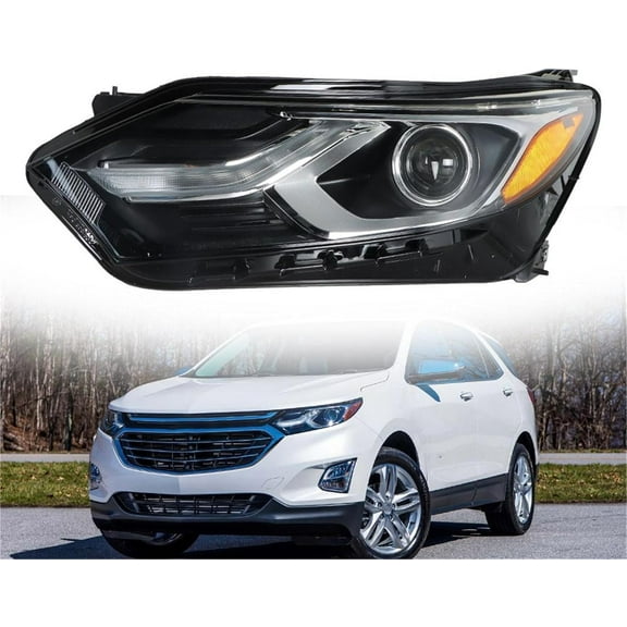 OTTULUR Replacement for 2018 2019 2020 2021 Chevy Equinox Headlight with DRL Chrome Housing HID/Xenon Type Left Driver Side Headlamp 84818199 GM2502470