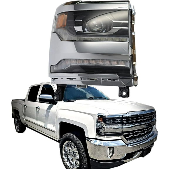 OTTULUR Right Headlight For 2016-2018 Silverado 1500 LED Frame Chrome Housing