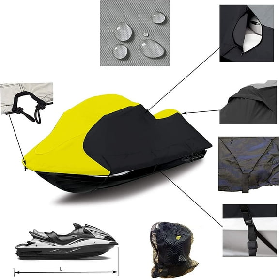 OTTULUR Waterproof Marine Grade 600D Heavy Duty Polyester PWC Trailerable Jet Ski Cover