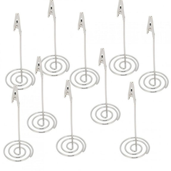 OTVIAP 10Pcs Metal Cards Clips, DIY Craft Display Clip Holders, Table Cards Clips With Circular Base, Desktop Card For Business/Picture/Message/Notes/Card, Best Gifts For Friends & Family(Silver)