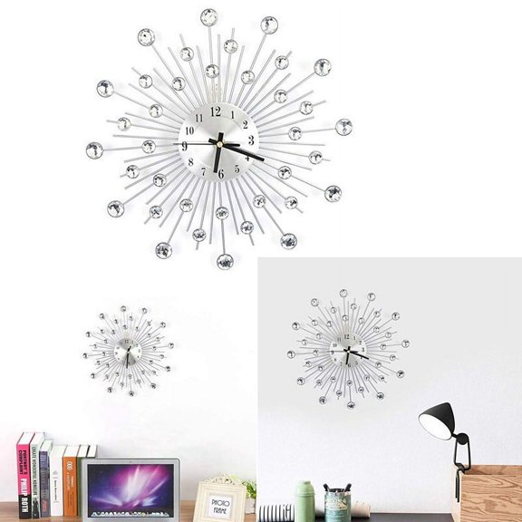 OTVIAP 13.7" x 13.7" Silver/Black Digital Circle Wall Clock