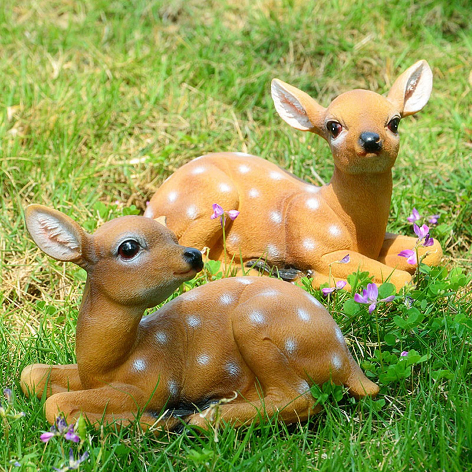 OTVIAP 2Pcs Sika Deer Statue Sculpture Ornaments Animal Model Art Craft Outdoor Garden Decoration Ornament,Sika Deer Statue,Sika Deer Ornaments