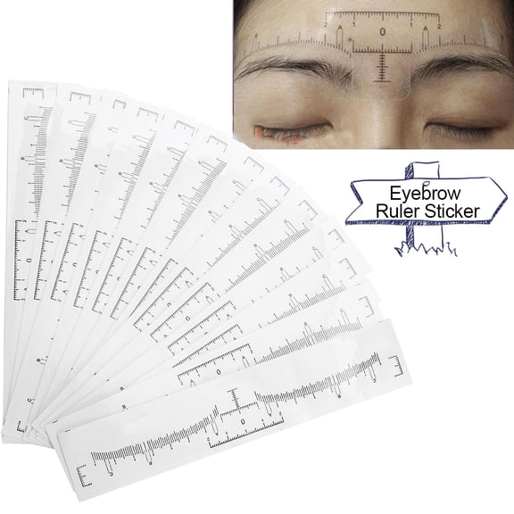 OTVIAP 50pcs Disposable Eyebrow Ruler Plastic Sticker Eyebrow Shaping Tools for Makeup Measurement