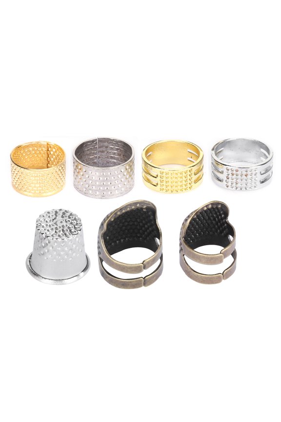 7Pcs Sewing Thimble Ring Brass Finger Protection Sleeve Knitting Stitch Fingertip Protector,Sewing Supplies,Fingertip Protector