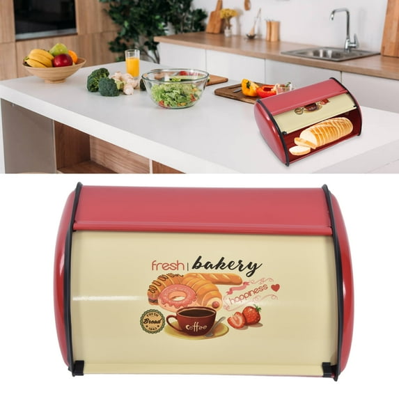 OTVIAP Bread Box for Kitchen Countertop, Bread Container,Metal Bread Box for Kitchen Countertop Large Capacity Bread Bin Holder Container with Roll Top Lid
