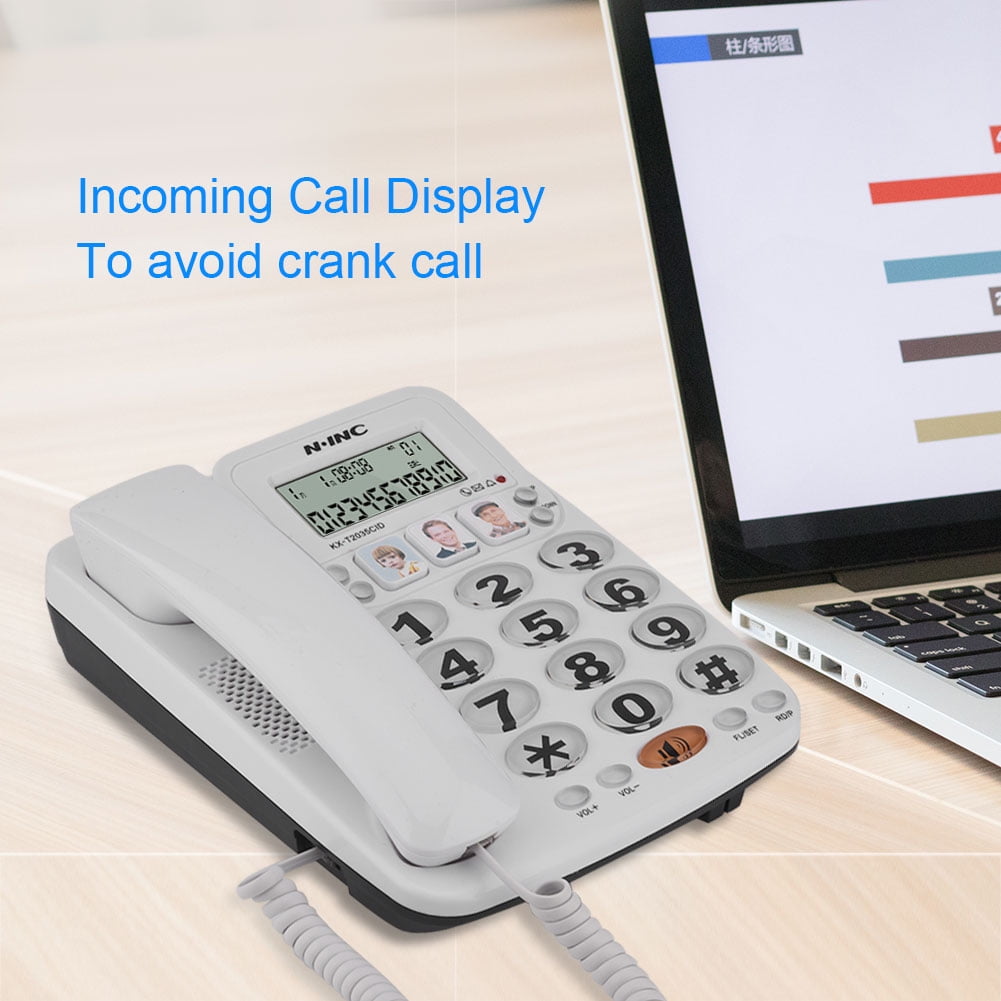 OTVIAP Corded Phone with Incoming Call Display, White