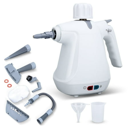 Handheld Steam Cleaner 1000W High Temperature High Pressure Portable Steamer with 9 Piece Accessory Set for Cleaning,White