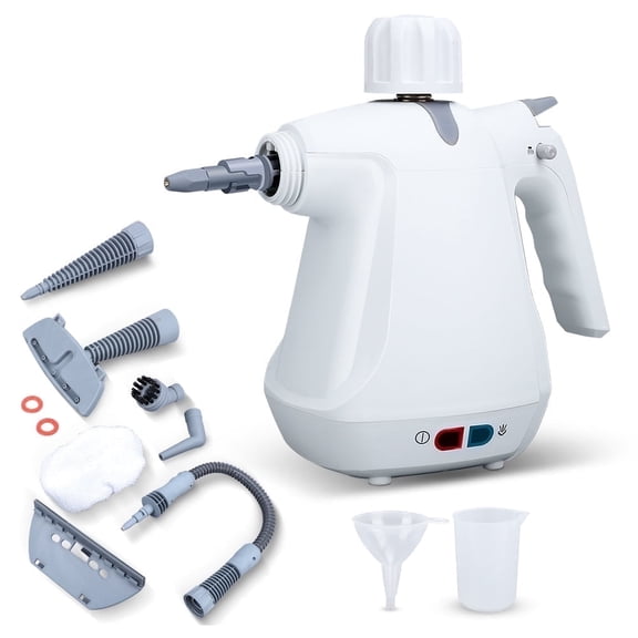 Handheld Steam Cleaner 1000W High Temperature High Pressure Portable Steamer with 9 Piece Accessory Set for Cleaning,White