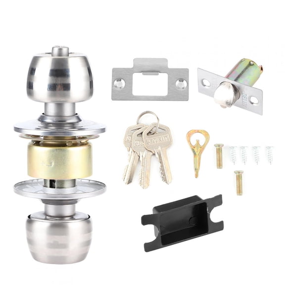 OTVIAP External Door Knob With Lock, Small And Concise Household Stainless Steel Door Knob With Lock, For Office Home
