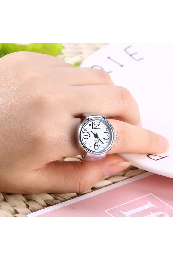 Finger Ring Watch,Ring Watch,8Colors Fashionable Women Men Quartz Analog Round Finger Ring Love Watch