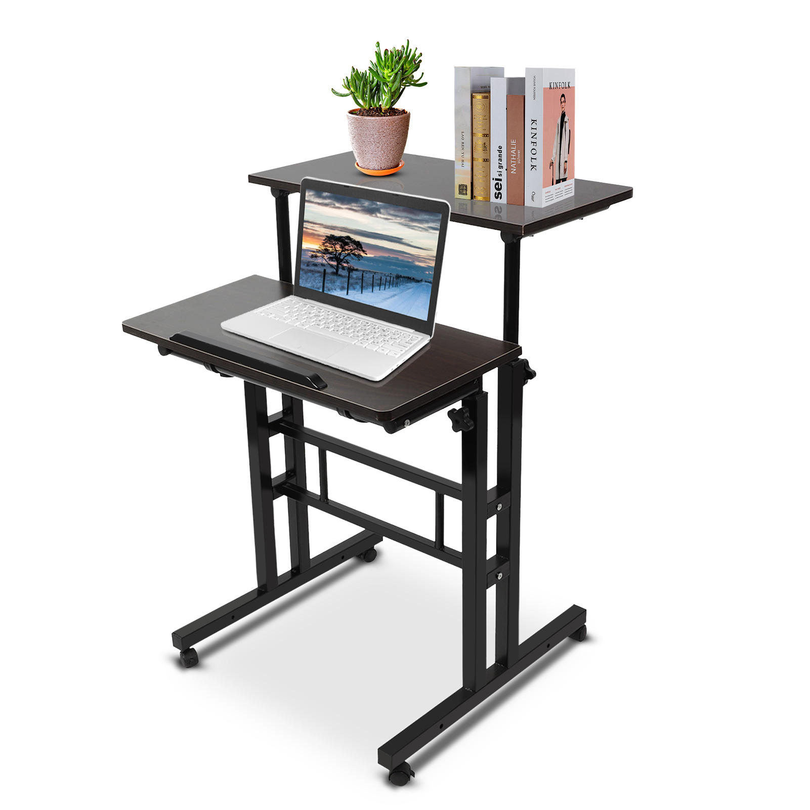 OTVIAP Mobile Standing Desk Rolling Stand Up Desk Adjustable Laptop