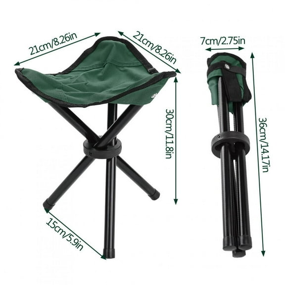 OTVIAP Outdoor Camping Folding Tripod Chair, Green