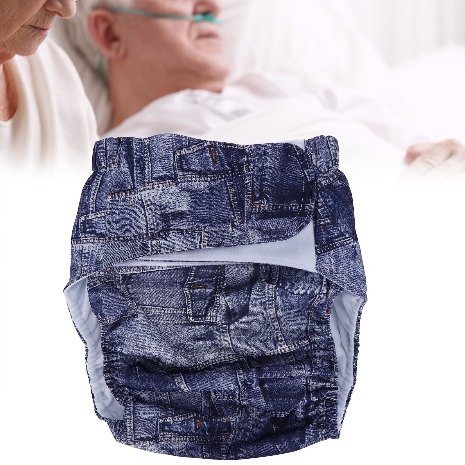 OTVIAP Reusable Diapers,Reusable Adult Cloth Waterproof Elderly Incontinence Nappies With Hook Loop Fasteners