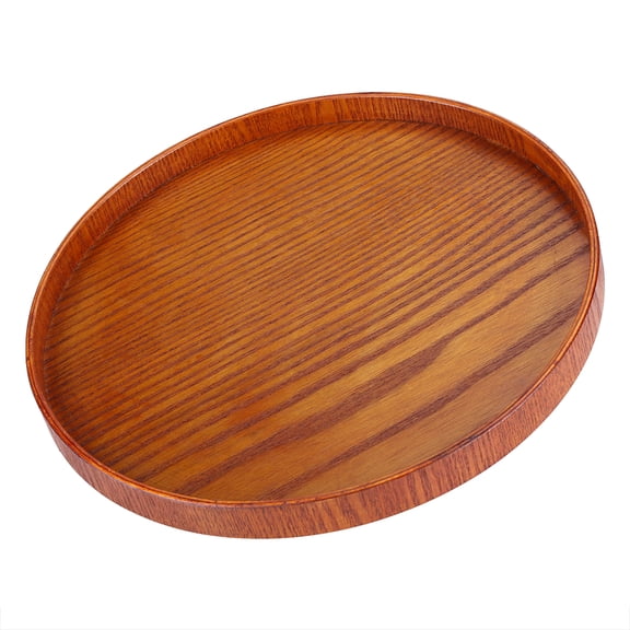 OTVIAP Round Natural Wood Serving Tray Wooden Plate Tea Food Server Dishes Water Drink Platter,Serving Tray, Wood Serving Tea Tray