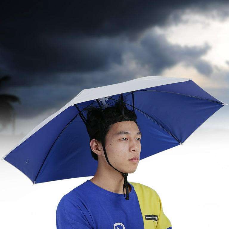 OTVIAP Sun Umbrella,Fishing Umbrella,77cm Sunscreen Windproof Head-Mounted  Umbrella Top Folding Hat Umbrella
