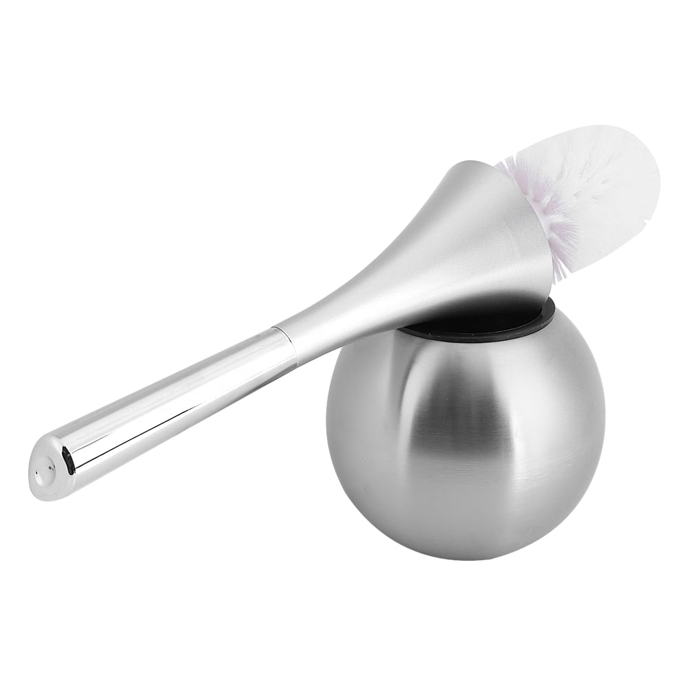 OTVIAP Toilet Cleaning Brush,Creative Bathroom Toilet Scrub Cleaning Brush Holder Set with Stainless Steel Base Bathroom Brush Bathroom Toilet Brush(Sliver)