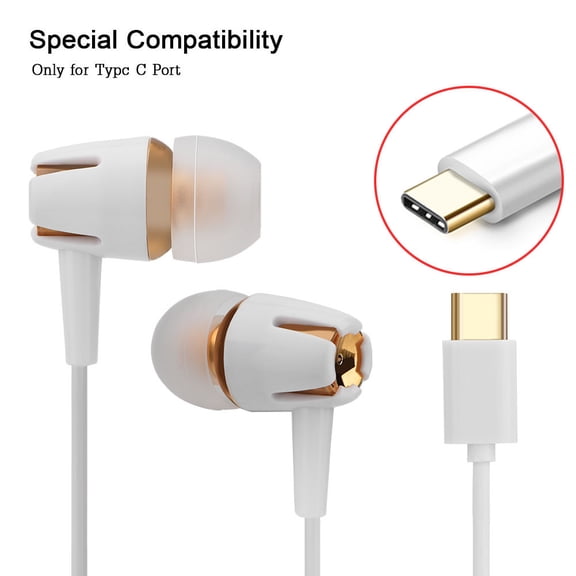 OTVIAP USB Type C Headphones, Type C Earbuds with Mic,Hands-free Call Type C Earphones In-ear Super Deep Bass Type C Earbuds with Mic for LETV