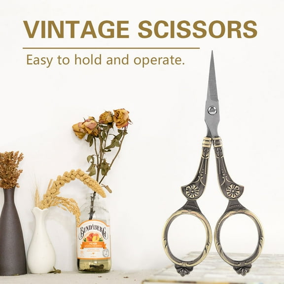 OTVIAP Vintage Stainless Steel Embroidery Scissors, 4.33", Bronze